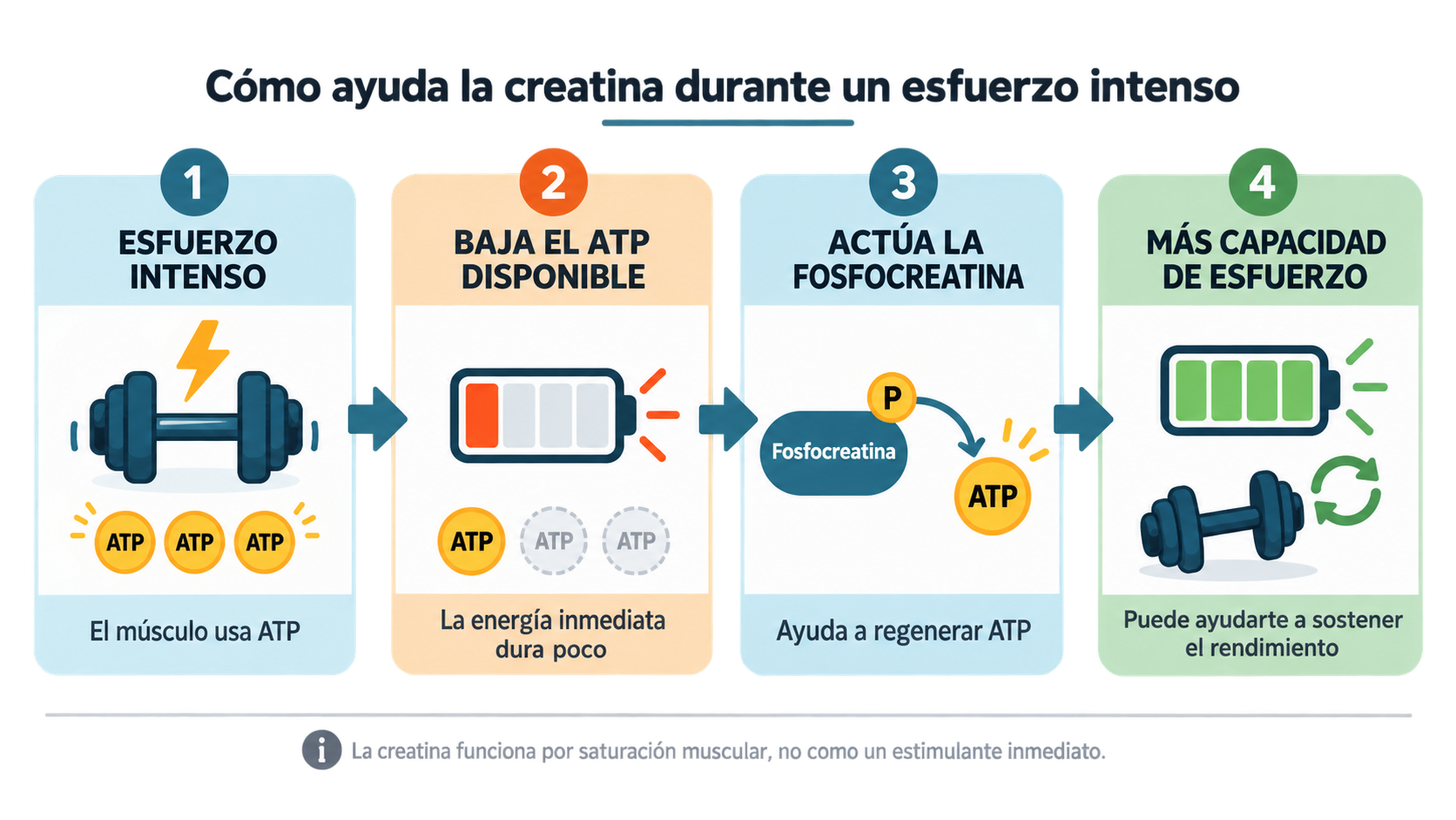 Diagrama de la fosfocreatina recuperando el ATP en el músculo