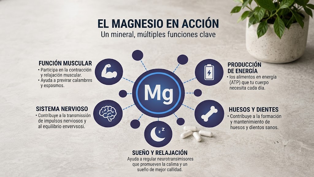 El magnesio actúa en múltiples sistemas del cuerpo