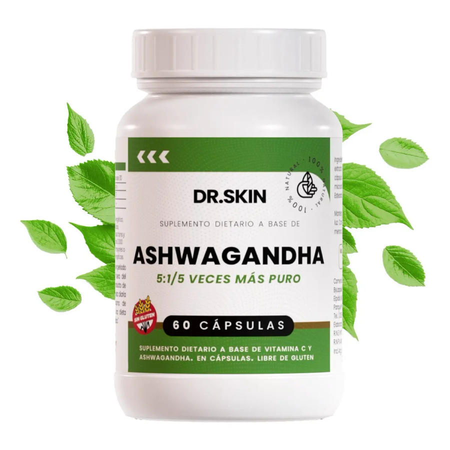 Ashwagandha Extracto Seco 5:1 | 550 Mg | 60 Cápsulas | Dr Skin | ¡Reducí El Estrés, La Ansiedad Y Cortisol Y Mejorá Tu Sueño! Adaptógeno Natural Para Dormir Mejor, Calma Y Energía | Withania Somnifera