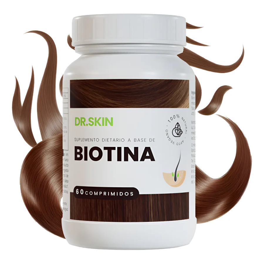 Biotina Capilar Pura | 2500 Mcg | 2 Meses | 60 Comprimidos | Dr Skin | ¡Frená La Caída Y Fortalecé Tu Cabello, Uñas Y Piel! Anticaída, Crecimiento Y Brillo, Para El Pelo Sano | Vitamina H B7