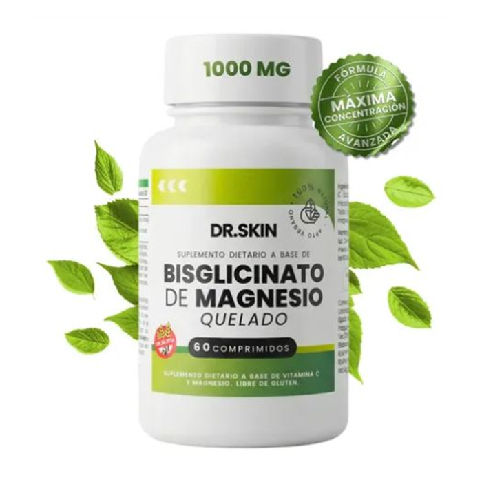 Bisglicinato de Magnesio Quelado Dr Skin 1000 mg — 60 comprimidos