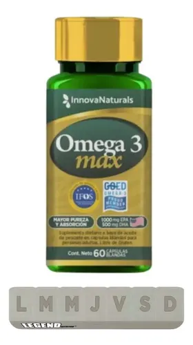 Innovanaturals Omega 3 Max X 60 Cápsulas Sin Sabor + Pastillero Legend Nutrition