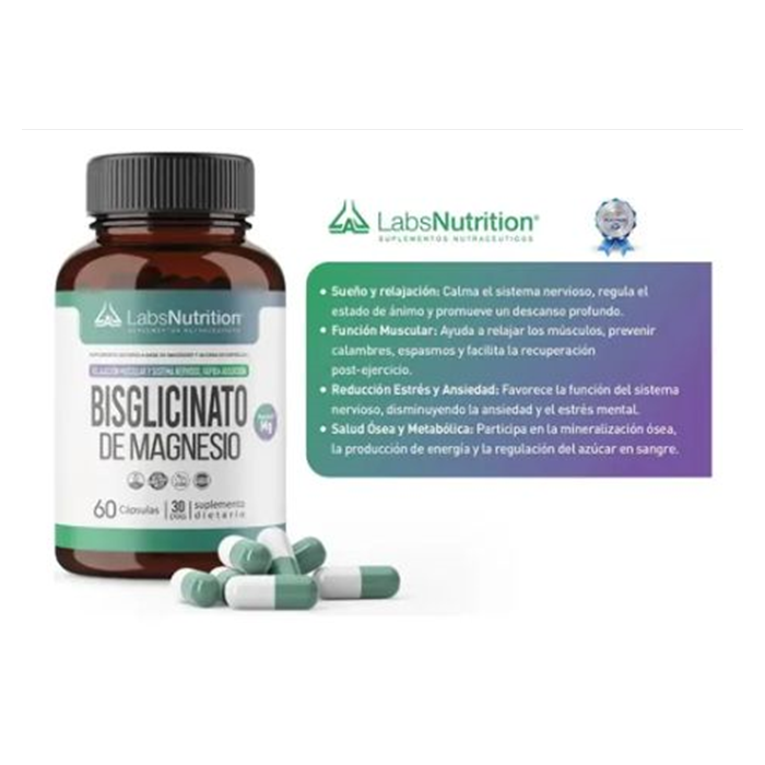 Bisglicinato de Magnesio Labs Nutrition 500 mg — 60 cápsulas