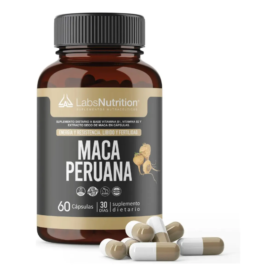 Maca Peruana Labs Nutrition 500mg X 60 Cápsulas Maca Amarilla Suplemento Energético