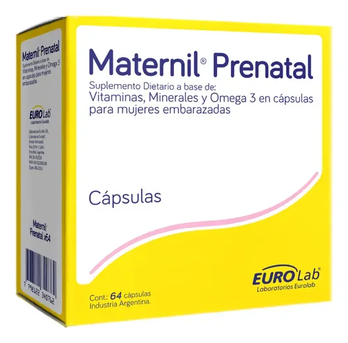 Maternil Prenatal Multivitamínico Omega 3 Cápsulas Embarazo Eurolab x64