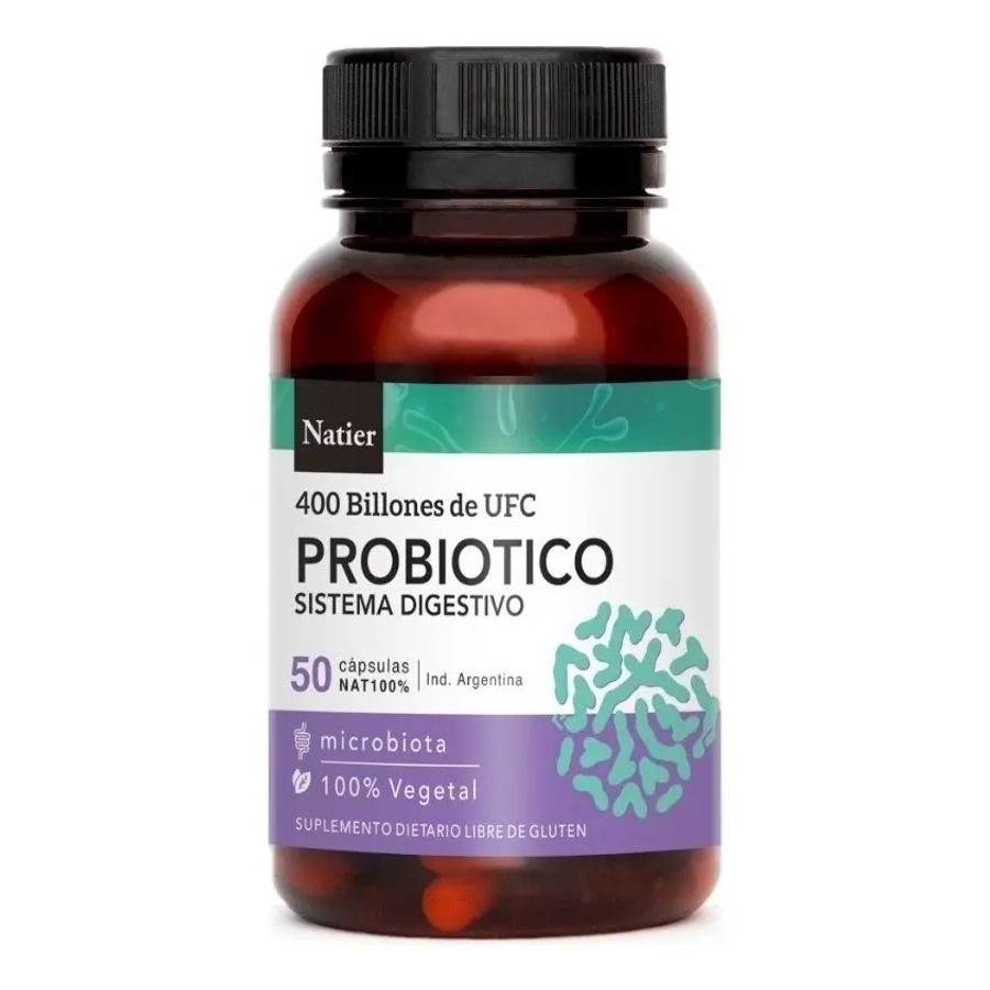 Natier Probiótico Vegano Saccharomyces Cerevisiae 50 Cápsulas
