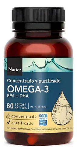 Omega 3 Natier Epa Dha x 60 cápsulas Softgel Sin Tacc Concentrado Y Purificado