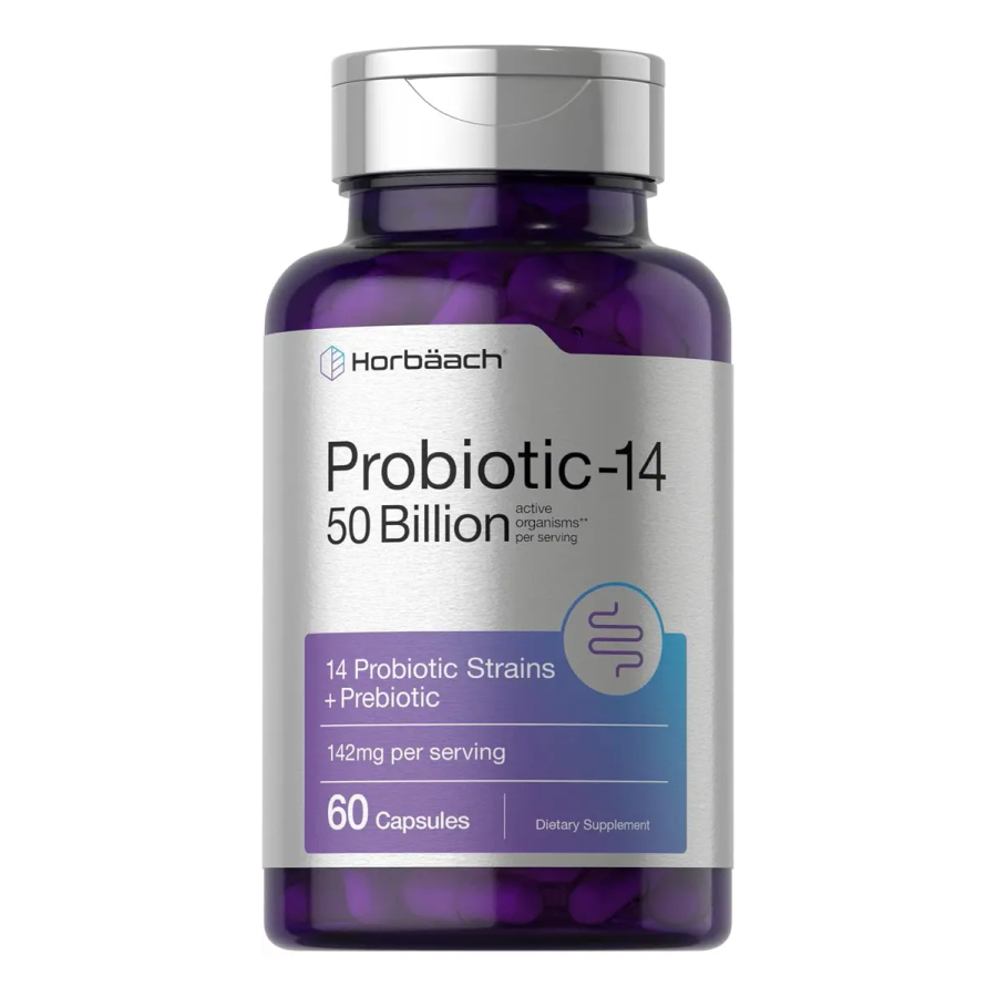 Probioticos 14 Cepas con Prebióticos 50 Billones x 60 Cápsulas Vegetales