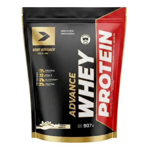 Proteína Body Advance Gold Line Whey Protein Vainilla para Masa Muscular Doypack 907g