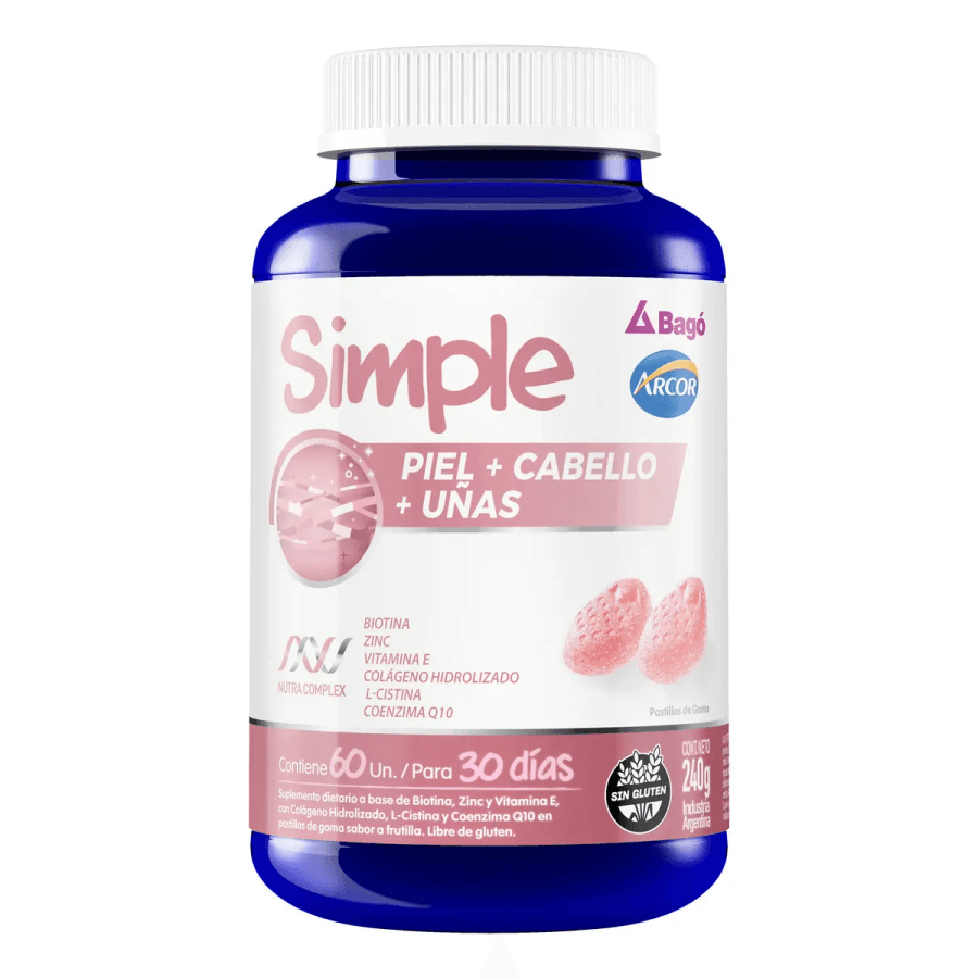Simple Bagó Colágeno Piel+Cabello+Uñas X 60 Gomitas Masticables
