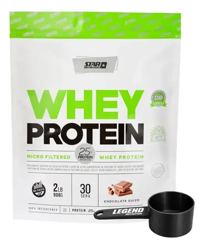 Star Nutrition Whey Protein 908g Sabor Chocolate Suizo Doypack En Polvo + Scoop Legend Nutrition Proteina