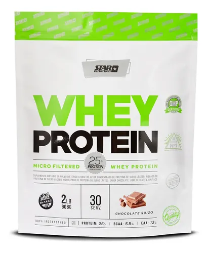 Star Nutrition Whey Protein 908g Sabor Chocolate suizo Doypack En Polvo