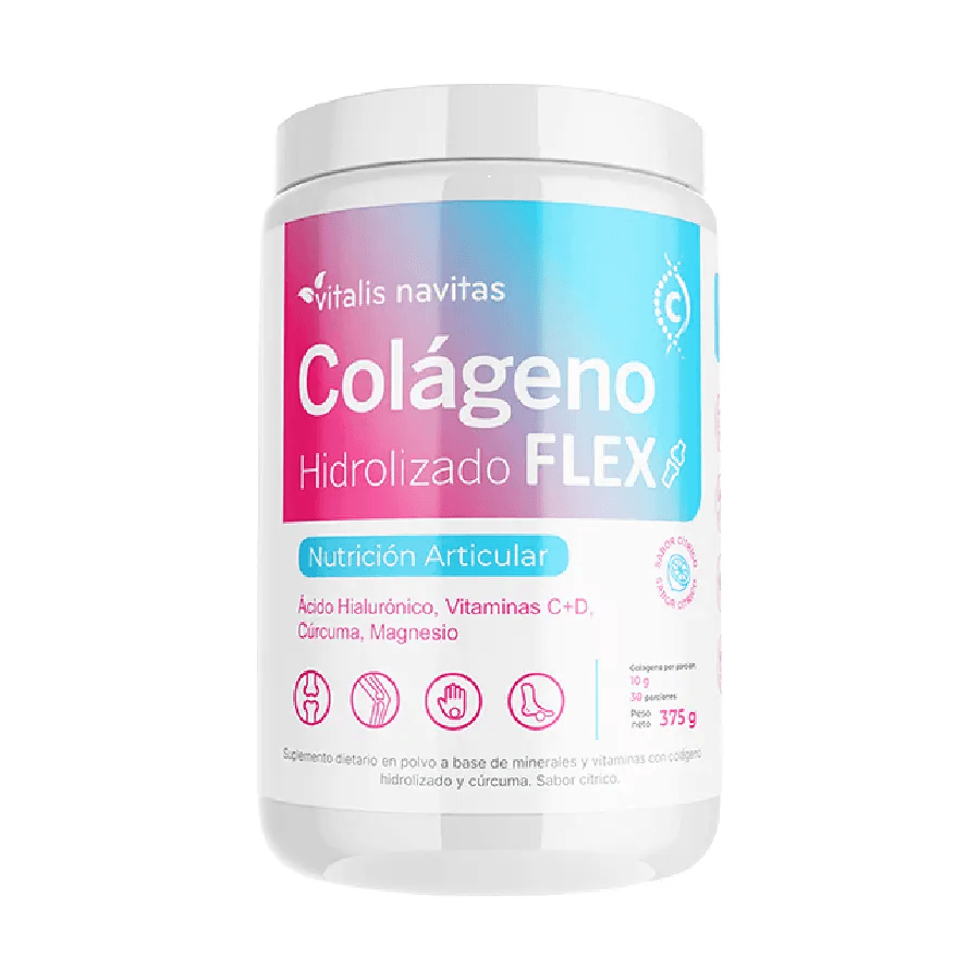 Suplemento Colágeno Hidrolizado Flex Nutrición Articular En Polvo Sabor Citrico En Pote De 375g Vitalis Navitas