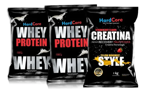 Suplemento Creatina 1Kg + Proteína Whey 2Kg Hardcore Sabor Dulce de Leche