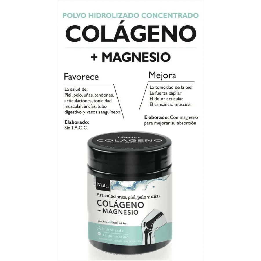 Suplemento En Polvo Natier Colágeno Y Magnesio 250 Gr Sabor Sin sabor