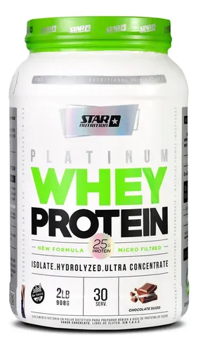 Suplemento en Polvo Star Nutrition Platinum Whey Protein Sabor Chocolate Suizo en Pote de 908g