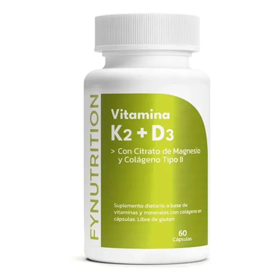 Vitamina K2 + D3 4000 UI Fynutrition - Mk7 Ayuda A La Salud Ósea - 60 cápsulas